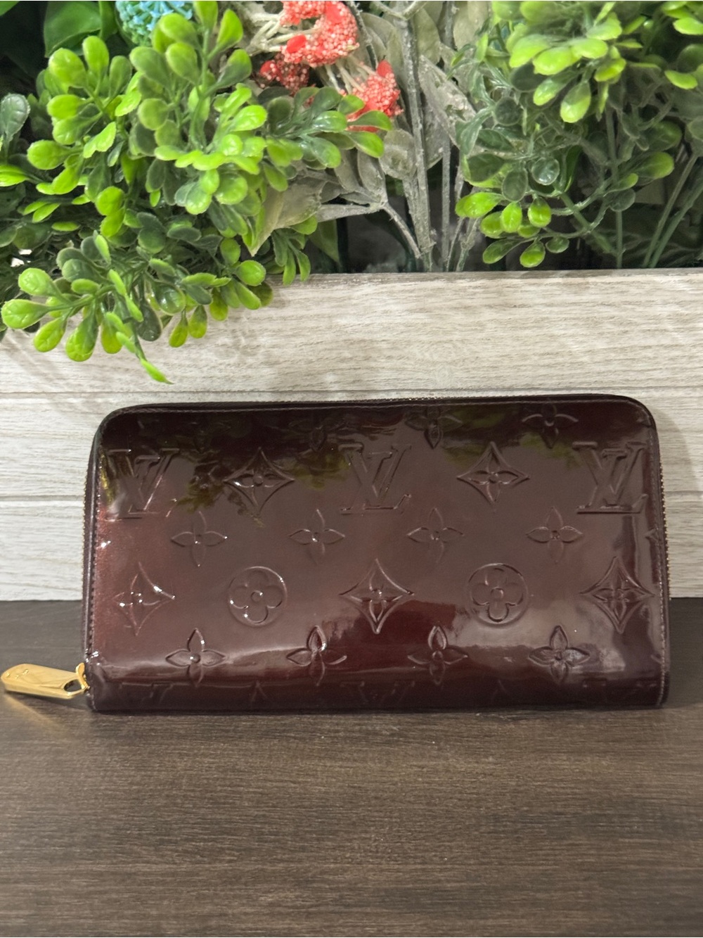 Louis Vuitton Monogram Vernis Zippy Wallet Amarante Deep Burgundy Zip Around